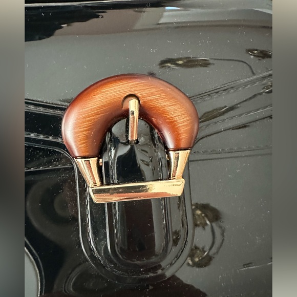 Black Patent Purse with Removable Shoulder Strap - Picture 7 of 9